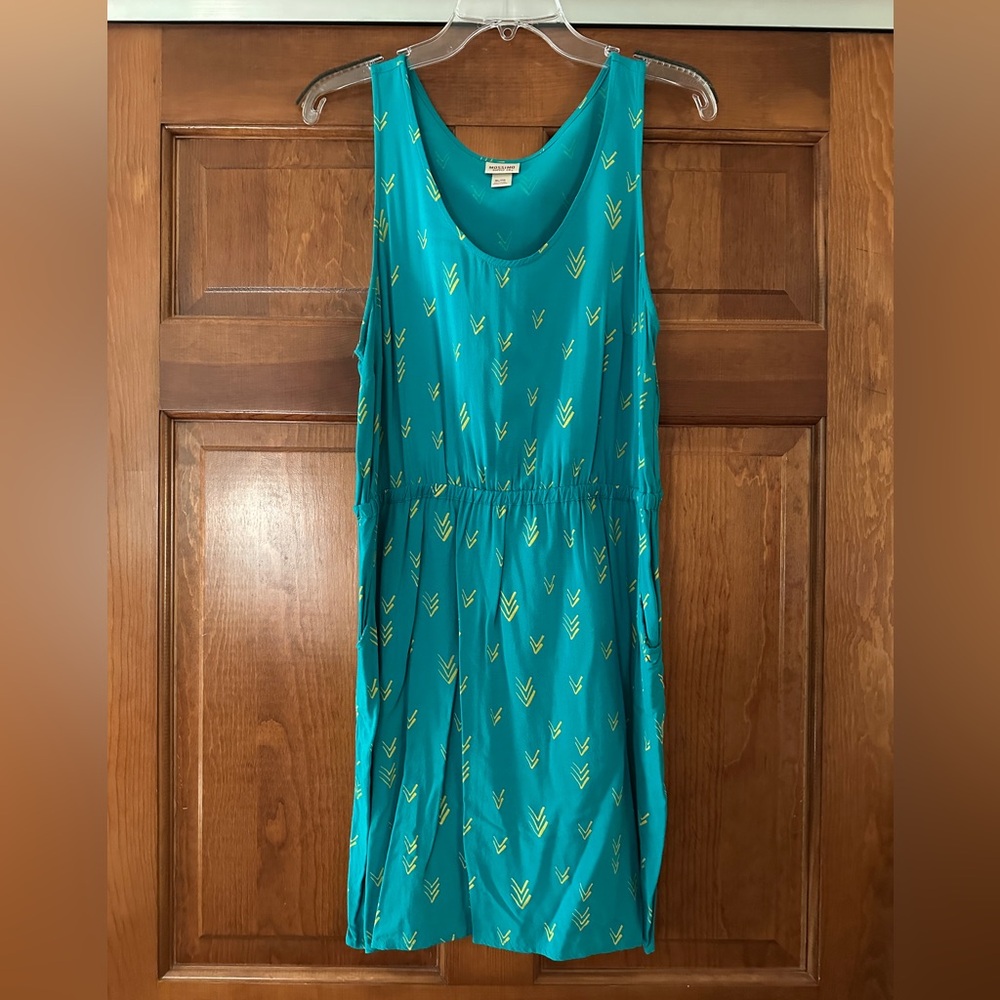 Mossimo Supply Co. Turquoise Mini Dress with Lime Patterns